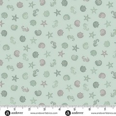 ANDOVER – Driftwood by Makower UK – Sealife – Green ,1/4 yard