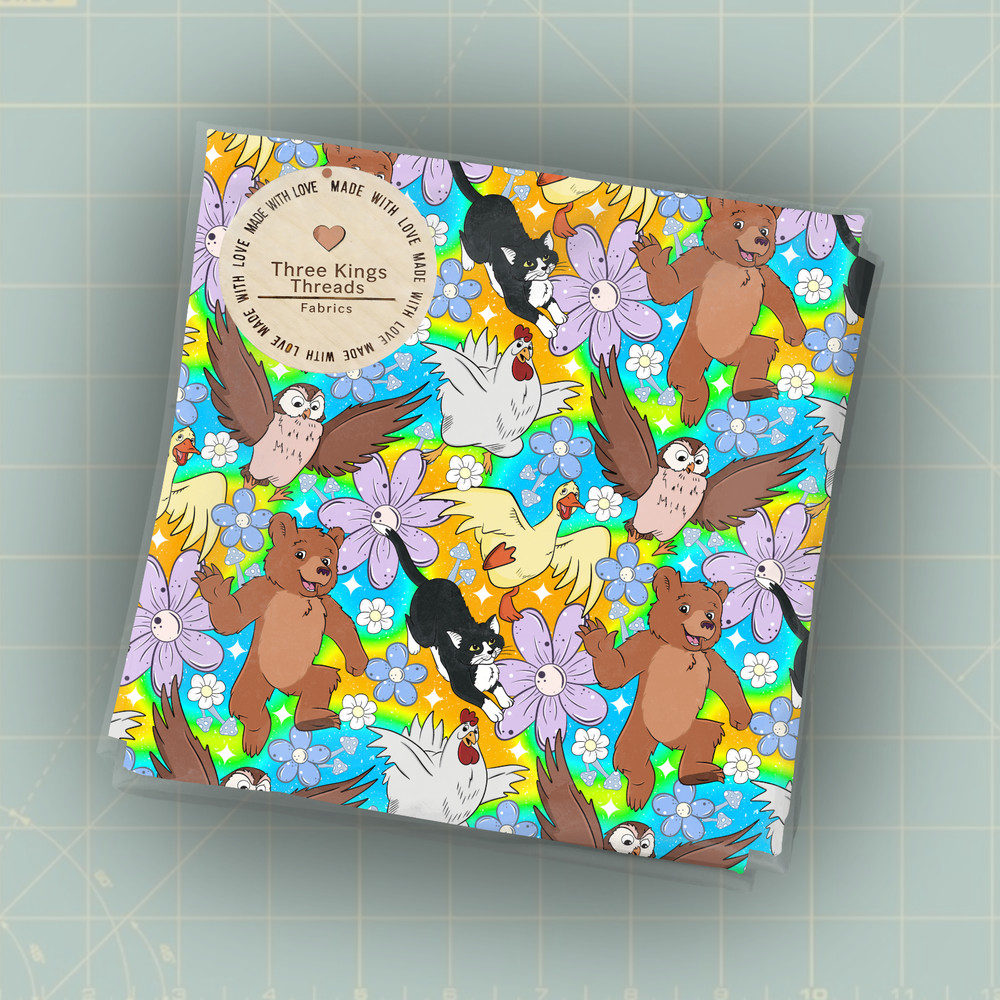 Little Bear Cartoon Characters DBP Print 1 Yard Fabric Seamless Design App 59×36