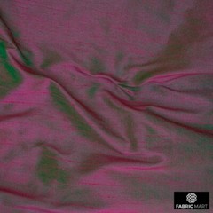 Fuchsia And Green Faux Silk Fabric By The Yard, 42 inches width Pink Silk Fabric
