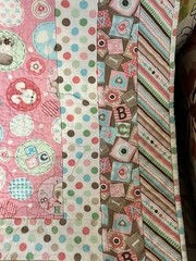 Hand Made Baby Toddler Quilt Blanket in Pinks and Bright Pastels 38” x 32”