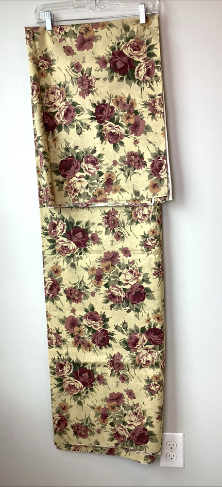 Vtg Cranston Printworks Fabric Roses Floral Cottagecore Romantic Mauve 60″x143″