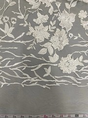Nina IVORY Polyester 3D Floral Embroidery on Mesh Lace Fabric by the Yard – 100
