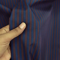 100% Cotton Fabric by Yard Brown Blue Stripe Sewing, Quilts, DIY Crafts Textile