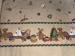 By the Yd Vintage 1995 Daisy Kingdom Christmas Tot Toys Double Border Fabric BTY