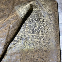 Faux Leather Western Tooled Floral Pattern Embossed Vinyl Fabric Brown 2+ Yards