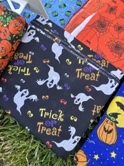 Halloween Themes Fabric Lot Plus Two Witch Puppets Vintage All New