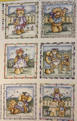 Vintage Dianna Marcum~Beatitude Bears Fabric~Religious~18 Quilt Blocks~6 1/2″ sq