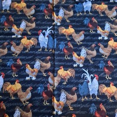 Chicken Coop Rooster Cotton Fabric 27″ X 44″ Fabric Traditions Chicken
