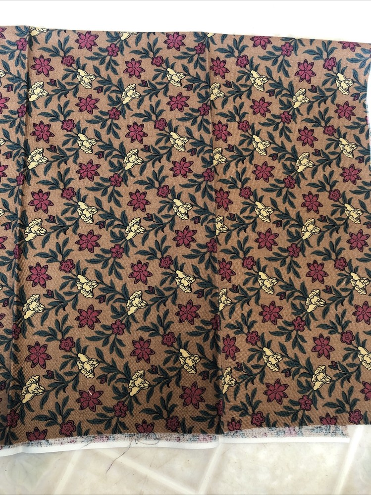 Snow Country brown Teal red Floral Print Fat Quarter RJR FABRICS Thimbleberries