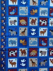 FABRIC TRADITION 1995~Country Stitch~NOAHS ARK~Animal Button~FRAYED QUILT SQUARE