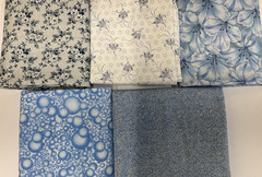 1/4 YARD BUNDLE OF 5 – PACK #18 – BLUE