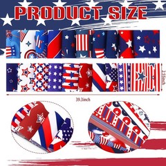Hosuly 40 Pcs Patriotic Fabric Red White and Blue Jelly Fabric 4th of July Am…
