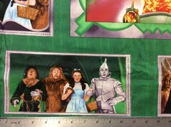 PNL87 Wizard of Oz Emerald City Dorothy Cotton Quilt Fabric Panel 23×44 Rare OOP