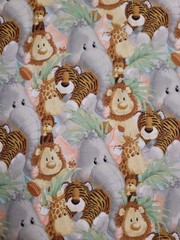 26″ Cut JUNGLE BABIES ANIMAL PATTY REED COTTON FABRIC TRADITIONS NURSERY THEME