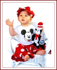 BonEful Fabric FQ Cotton Quilt Black White B&W Polka Dot Mickey Minnie Disney US