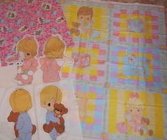 Lot Vintage Presious Moments Fabric & Panels Crib Quilt Pillow Dolls See List