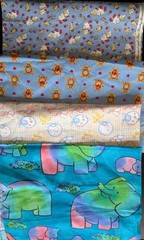 Set Of 4 Blue Baby Themed Fabric Pcs Cotton See Description Below