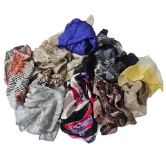 Mixed Silk Scarf Cutters Lot Multicolor Vintage Crafting 8pc Upcycle Fabric Art
