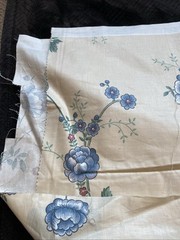 Old Stone Mill Fabric “ribbon Floral” Design 332-89 Beige With Blue 2.4 Yards
