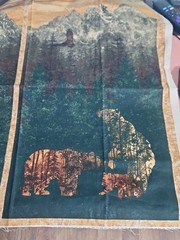 24×29 Panel Pillow Quilting Cotton Camouflage Forest Deer Bear Illusion Unique