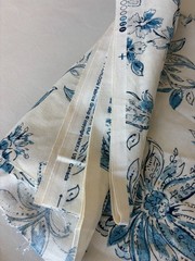 Richloom blue and ivory floral home decor fabric 2 pieces each is 59″ x 55″w