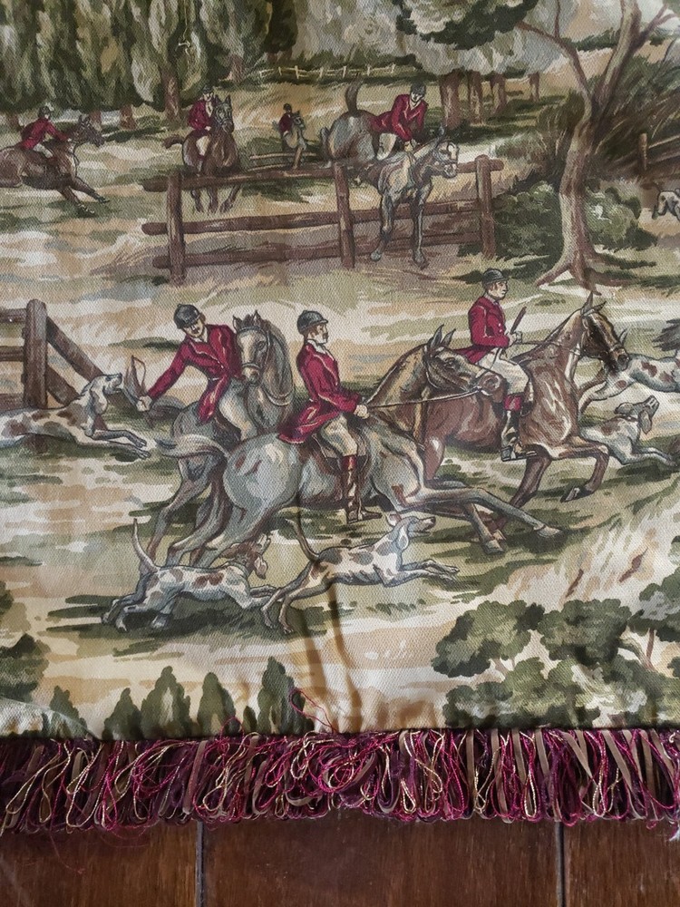 Ralph Lauren New Leighton Equestrian Fabric REMNANT 25”x90” Olive Fox Hunt READ