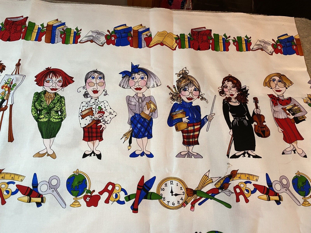 Loralie Harris Roll Call Border Fabric Teachers School 1/2 yd x 44″w