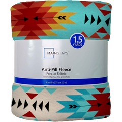 Luxury Anti-Pill Fleece Fabric 1.5 Yards Turquoise Rust Tribal Stripes 60 Inch