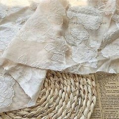 White Beige black Organza Jaquard Fabric, flower embroidery Wedding dress