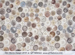 Sewing Themed Button Toss Ecru Cream Cotton Fabric QT Couture By The Yard