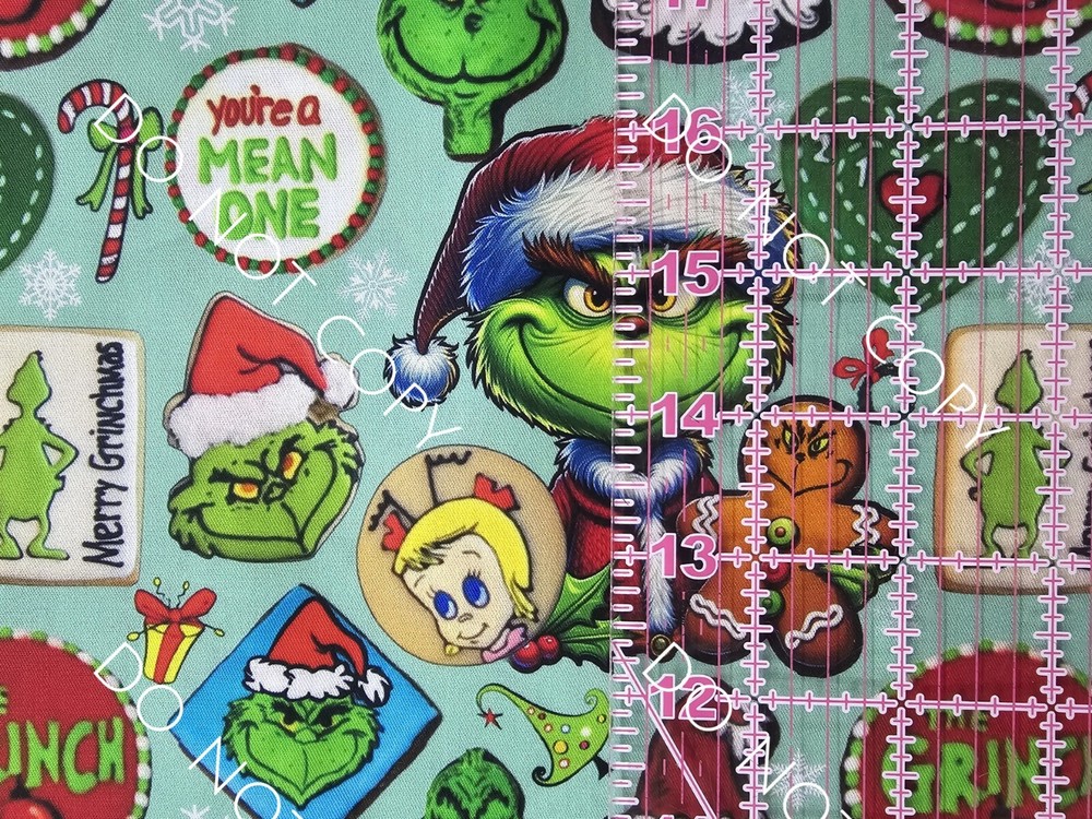 Custom 100% Cotton Woven Fabric The Grinch Stole Christmas Cookies 1/4 yard 9X56