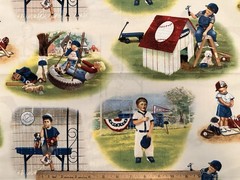 Retro Vintage Baseball All American Ball Game Boy Boys Kids Children’s Fabric
