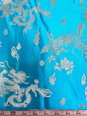 Arisa TURQUOISE Dragon Brocade Chinese Satin Fabric for Cheongsam/Qipao, Appare