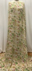 100% Silk Vibrant Multi Color Floral Lurex Chiffon Fabric 2 Yds Long 46 ” Wide
