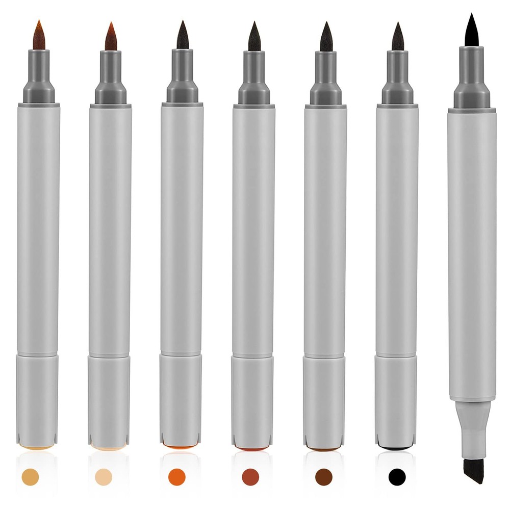 Leinuosen 6 Pack Dual Tip Leather Dye Marker Pens 1 Count (Pack of 6), Grey