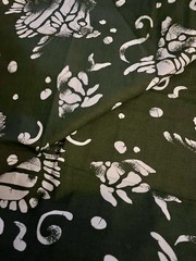 Beautiful Olive Green & Cream Tonal Batik Sea Life Fish Shells BTHY