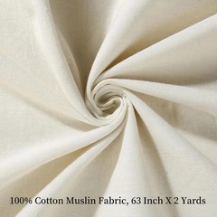 100% Cotton Fabric, 63 Inch X 2 Yards Unbleached Muslin Linen Fabric by The Yard