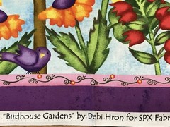 Birdhouse flower Gardens cotton Fabric Panel sewing craft SPX 23 x 44