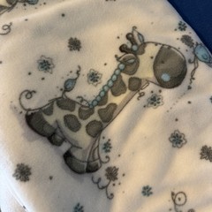 Fleece Giraffe Light Blue White And Gray Fabric 3+ Yards
