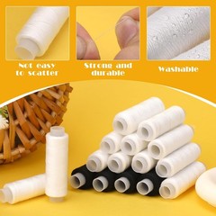 ZMAAGG White Thread for Sewing, Polyester Sewing Thread, 8 Rolls 8 PCS