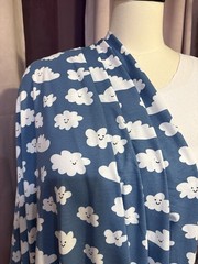 100% Cotton Jersey Knit. POP Brand Sold At JOAnns. 54” Wide. Smiling Clouds