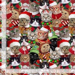 Christmas Fabric | Holiday Packed Costume Cats | Timeless Treasures YARD