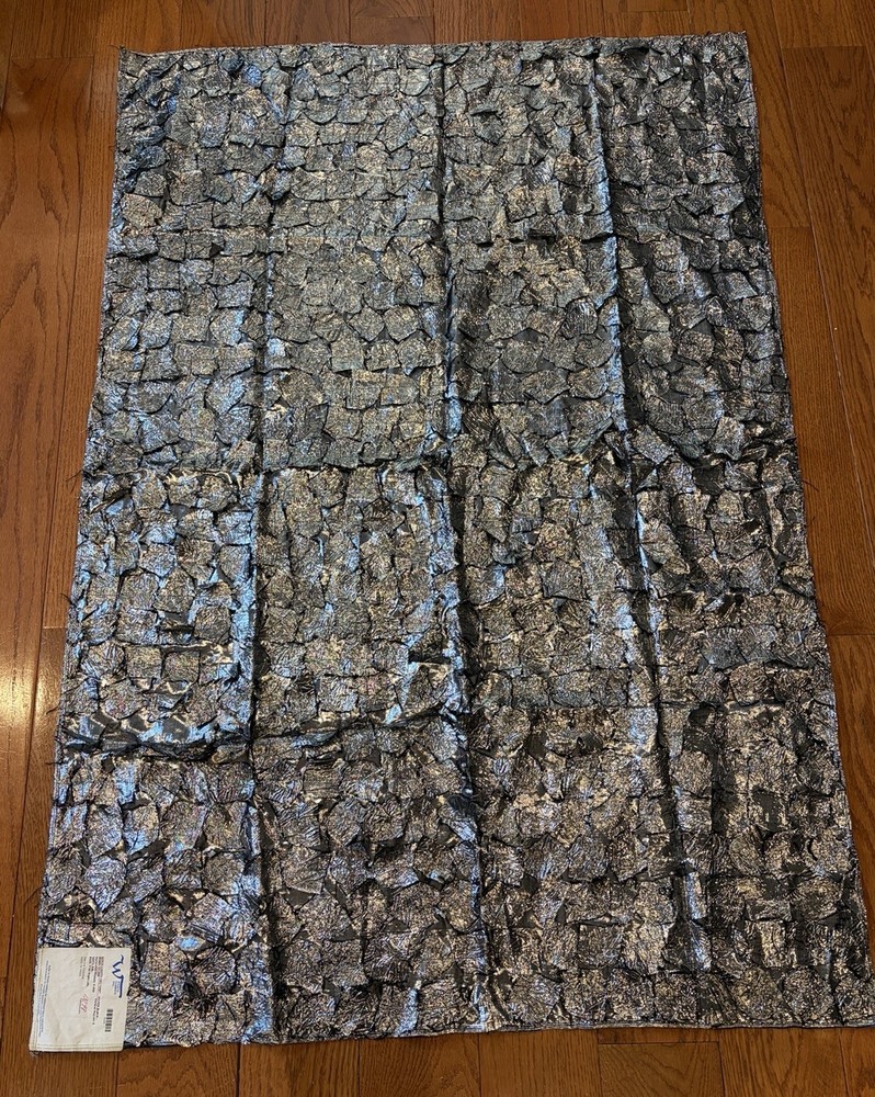 Wesco Fabrics Disco Lights 100% Silk Silver Black Metallic Handwoven 1Yd 53W