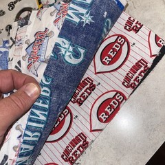 Baseball MLB Fabric (25+) Pc 12×12” (15) pc 33”x12” quilt curtains blanket