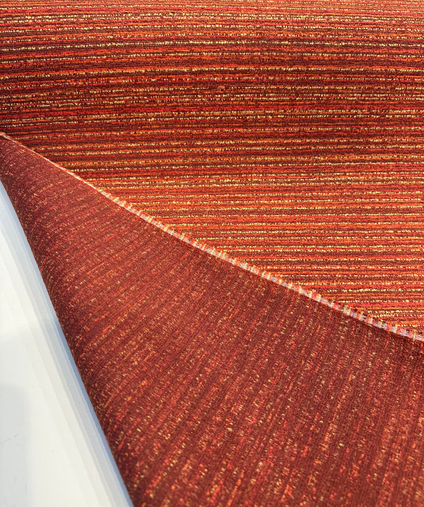 Hollywood Stripe Red Hot Stuff Valdese Chenille Upholstery Fabric By The Yard