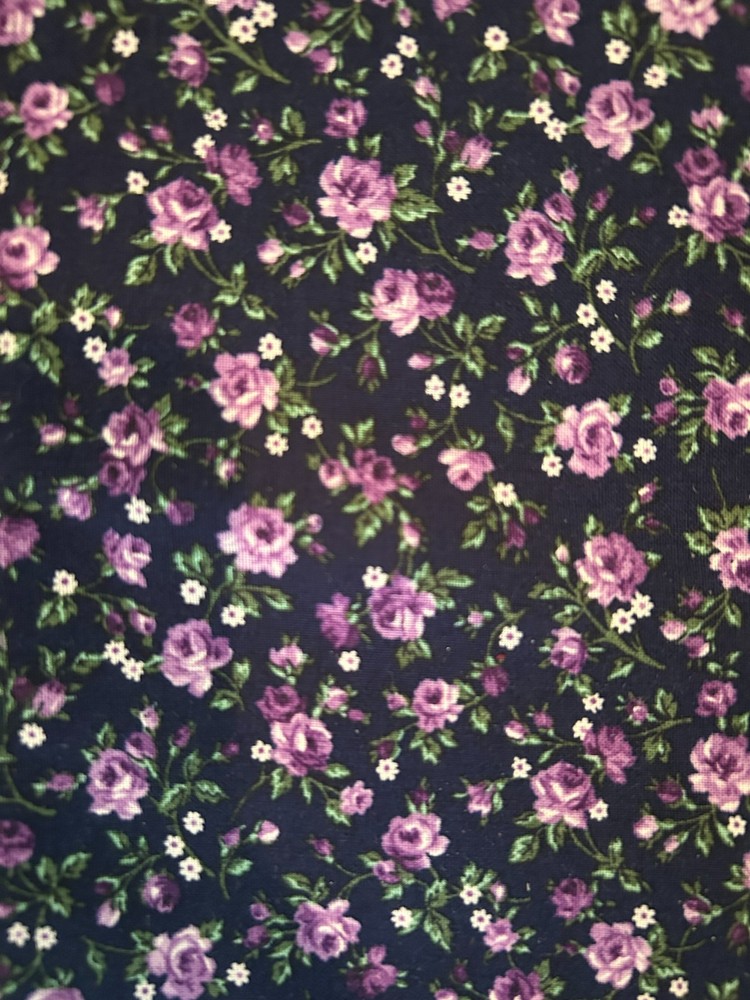 VIP by Cranston Calico Ditsy Floral Navy Blue Purple 2 yards 33″ and 44″ wide
