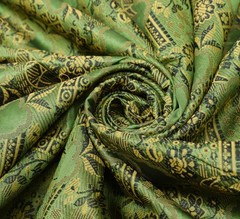Sushila Vintage Green Art Silk Scrap Saree All Over Resham Woven 5YD Sari Fabric