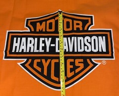 19″ x 21” Fat Square Orange SHIELD PANEL Harley Davidson Quilt Craft Fabric NEW