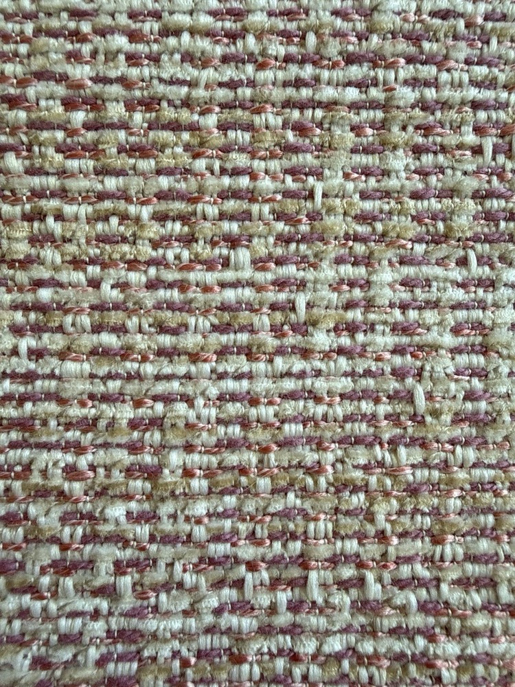 VTG Tweed Upholstery Fabric Pink Beige Cream Cotton Blend 50Wx2FT+Tricut REMNANT