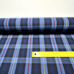 Navy Plaid Check Poplin P/C Uniform 5.5oz Fabric 61″ W Lot 2 Yards & 27″ for $13